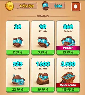 códigos promocionales en coin master