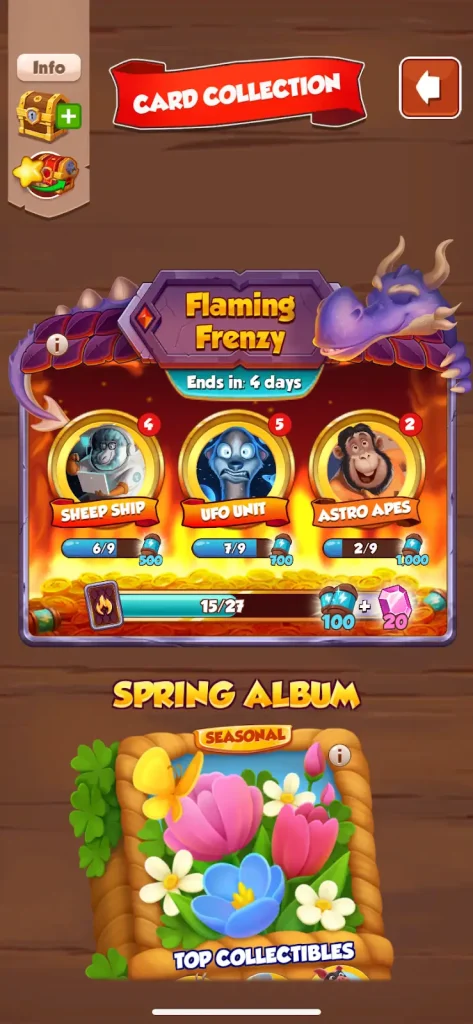 Cartas Flaming Frenzy en Coin Master