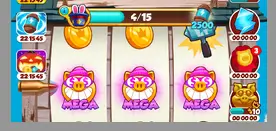 Pantalla que muestra la obtención de tres símbolos de Mega Raid